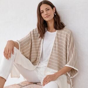 Garnet Hill Women's One Size 100% Linen Solstice Linen Ruana 500402